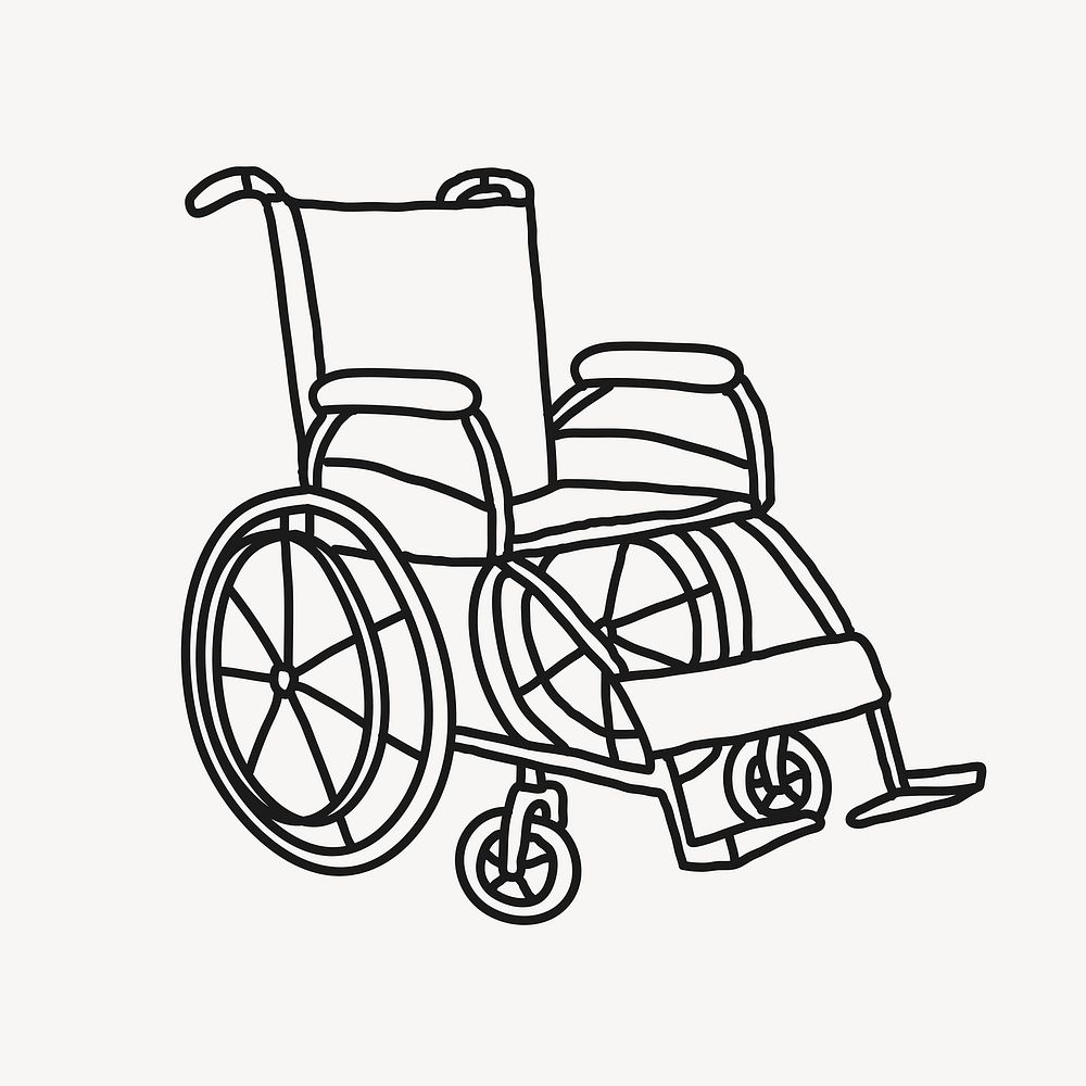 Wheelchair doodle clipart, hospital illustration vector