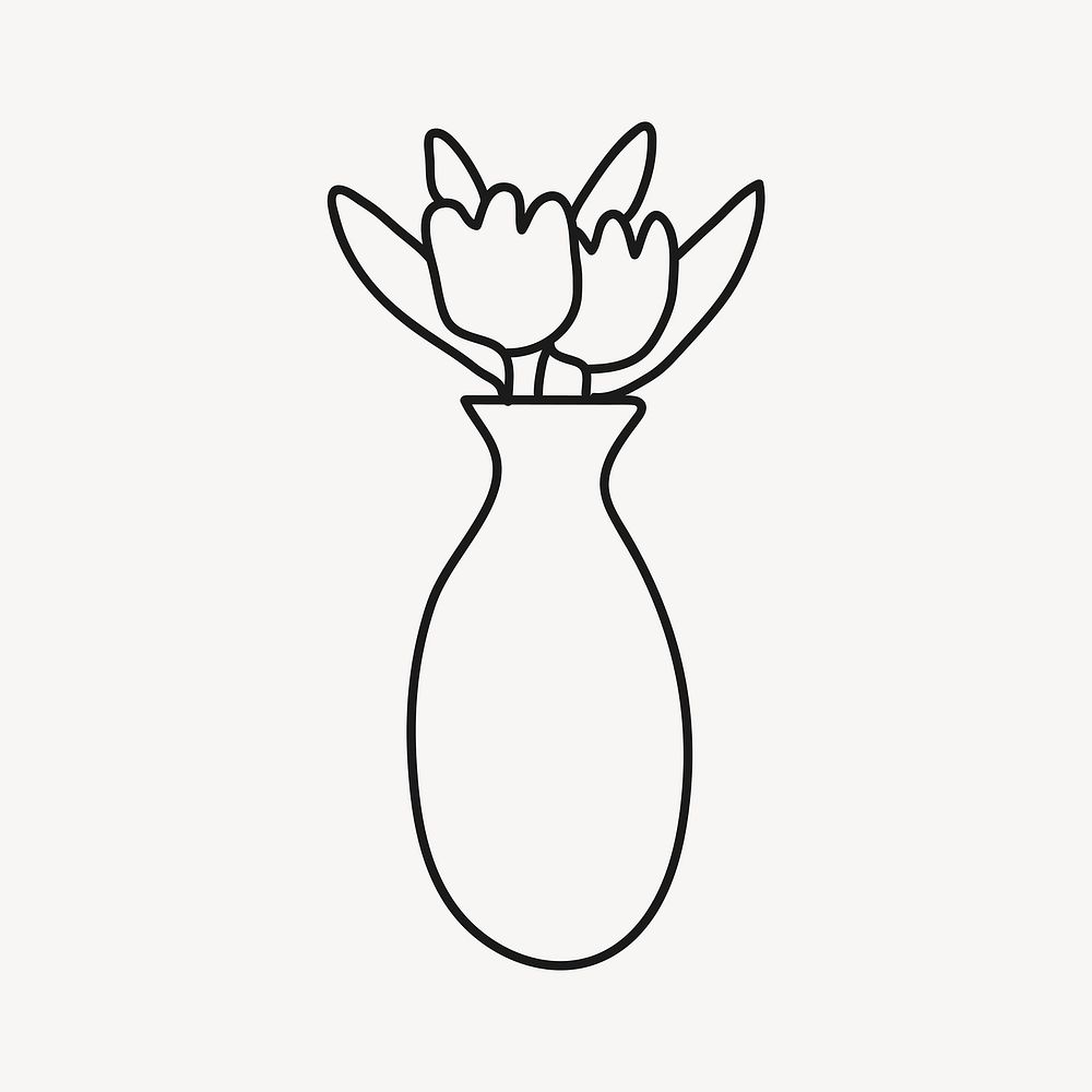 Flower vase clipart, home decor drawing design