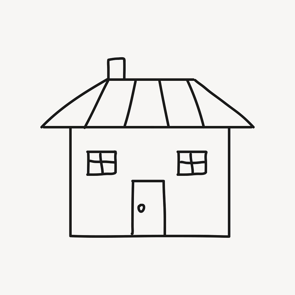 House clipart, black and white drawing design