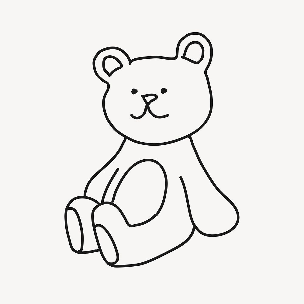 Teddy bear doodle clipart, doll illustration vector
