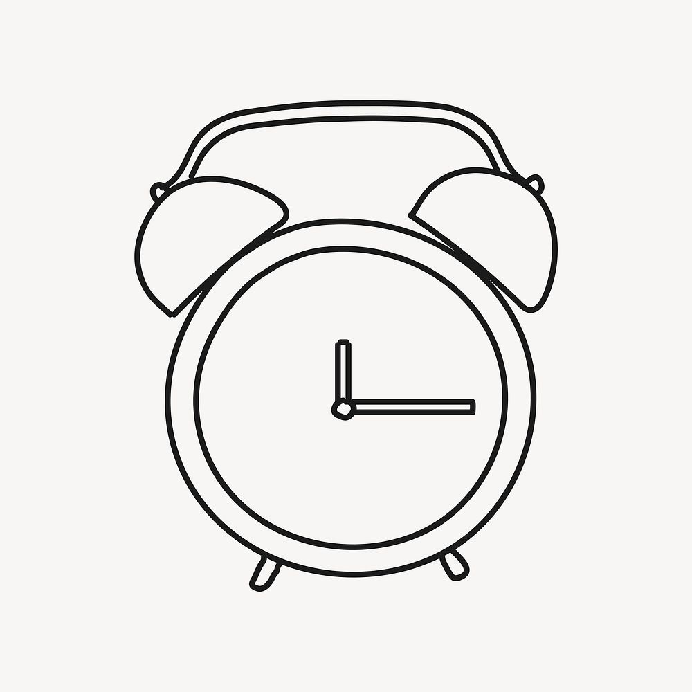 Alarm clock doodle clipart, object illustration vector