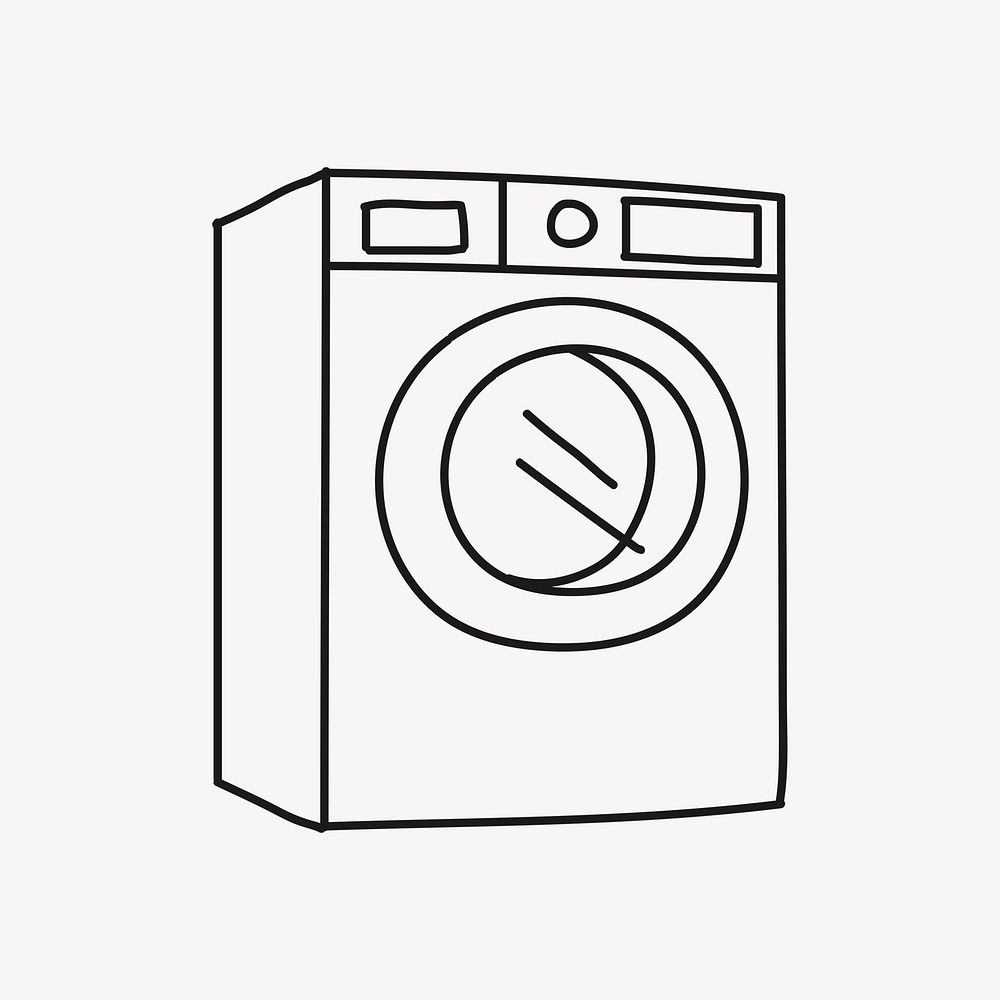 Washing machine hand drawn collage element, laundry illustration psd