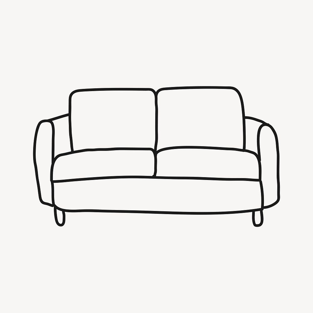 Sofa clipart, furniture drawing, living room design