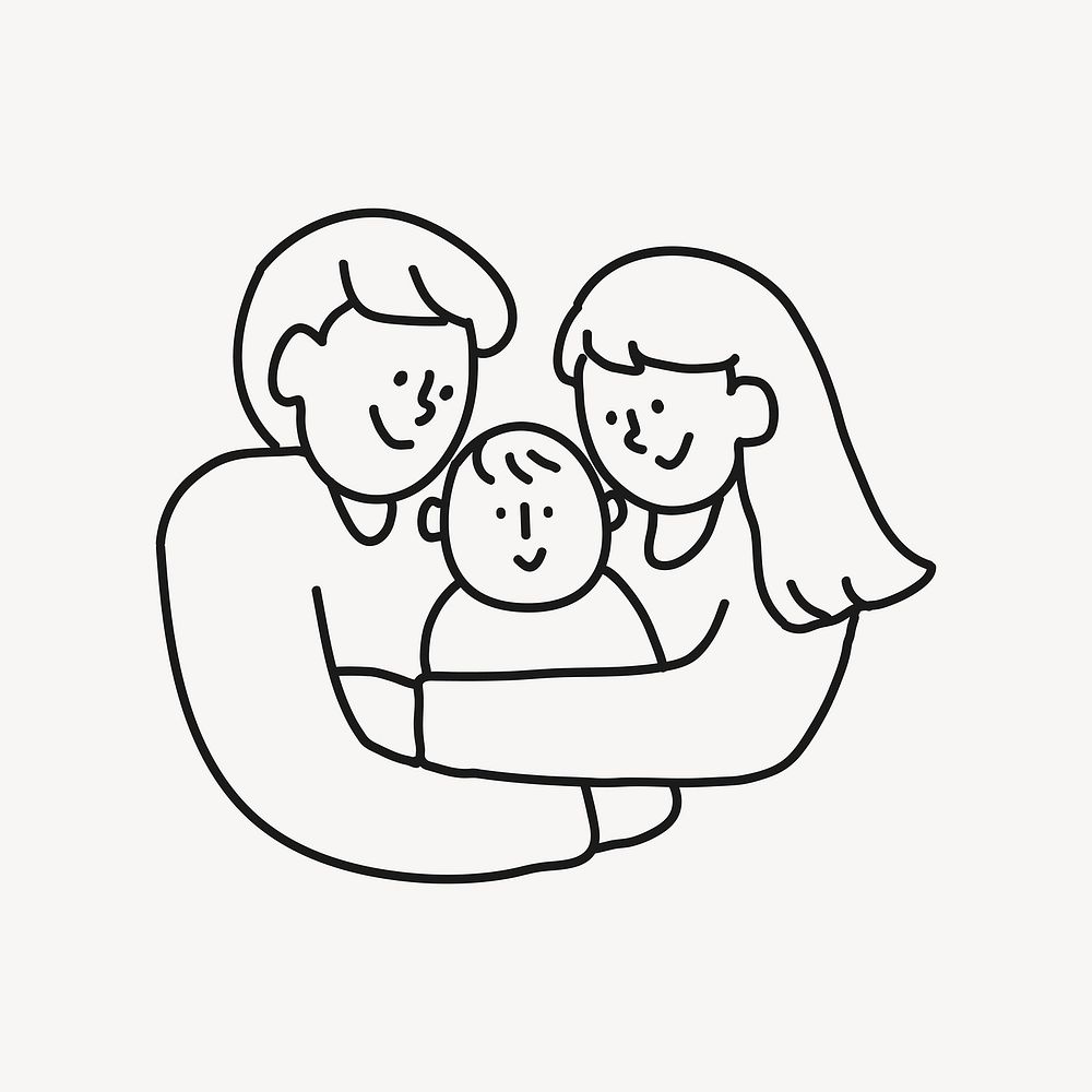 Family clipart, parents and baby drawing 