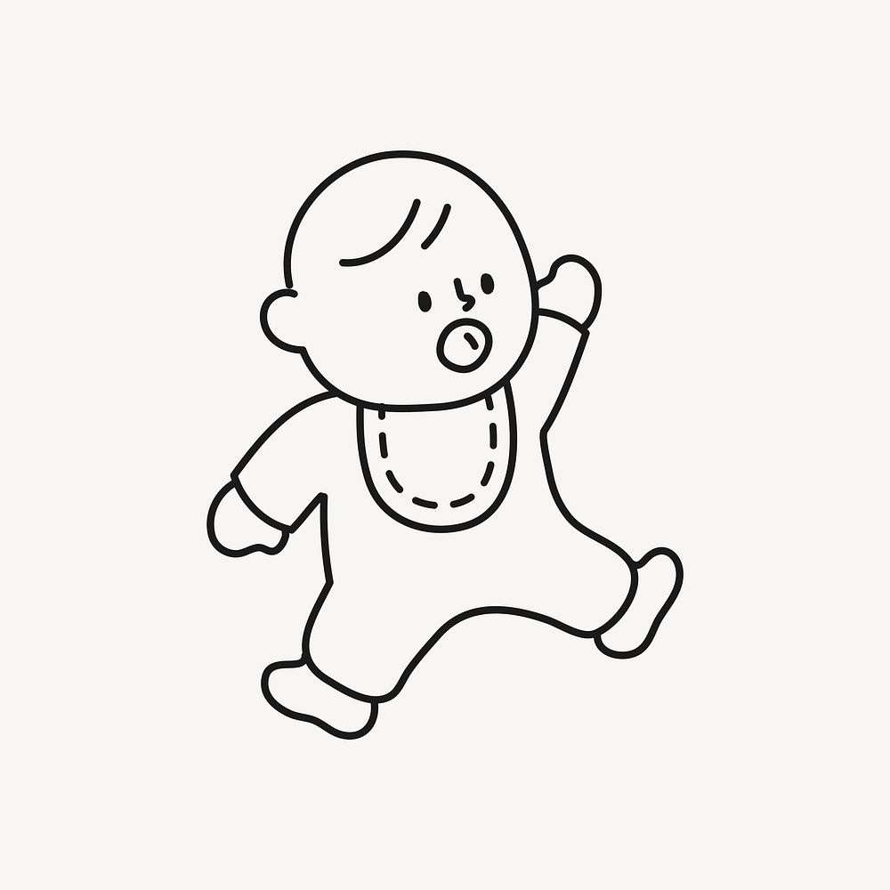 Infant doodle clipart, baby illustration vector