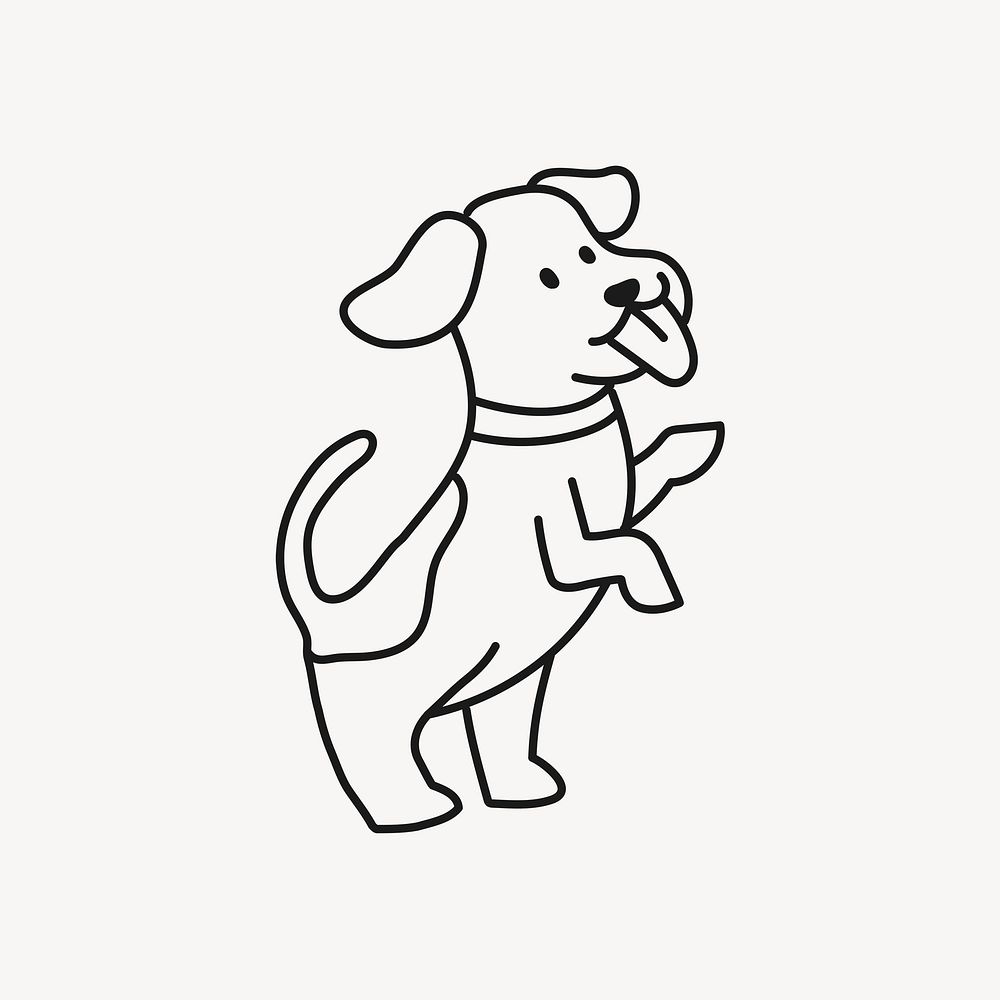 Standing dog doodle clipart, pet illustration vector