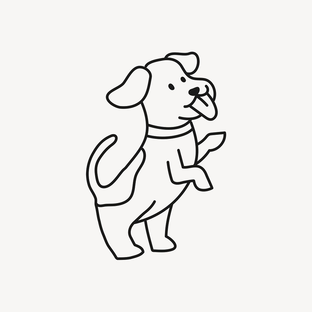 Standing dog hand drawn clipart, pet illustration psd