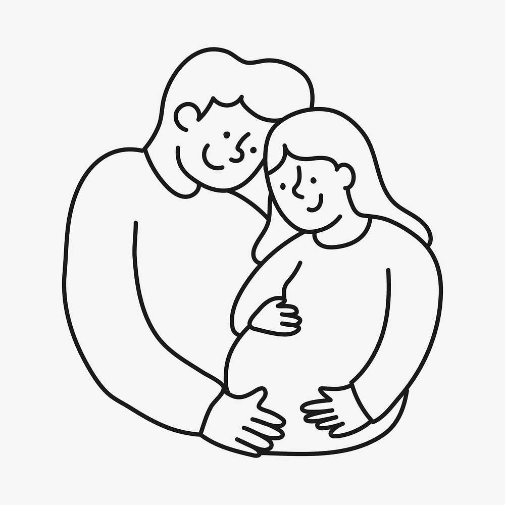 Pregnancy doodle clipart, parents illustration vector