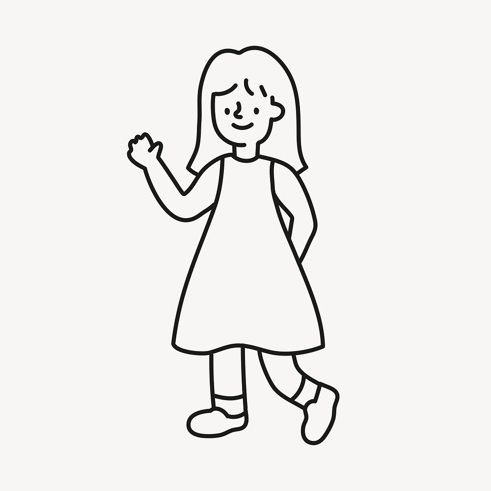Girl hand drawn clipart,  child illustration psd