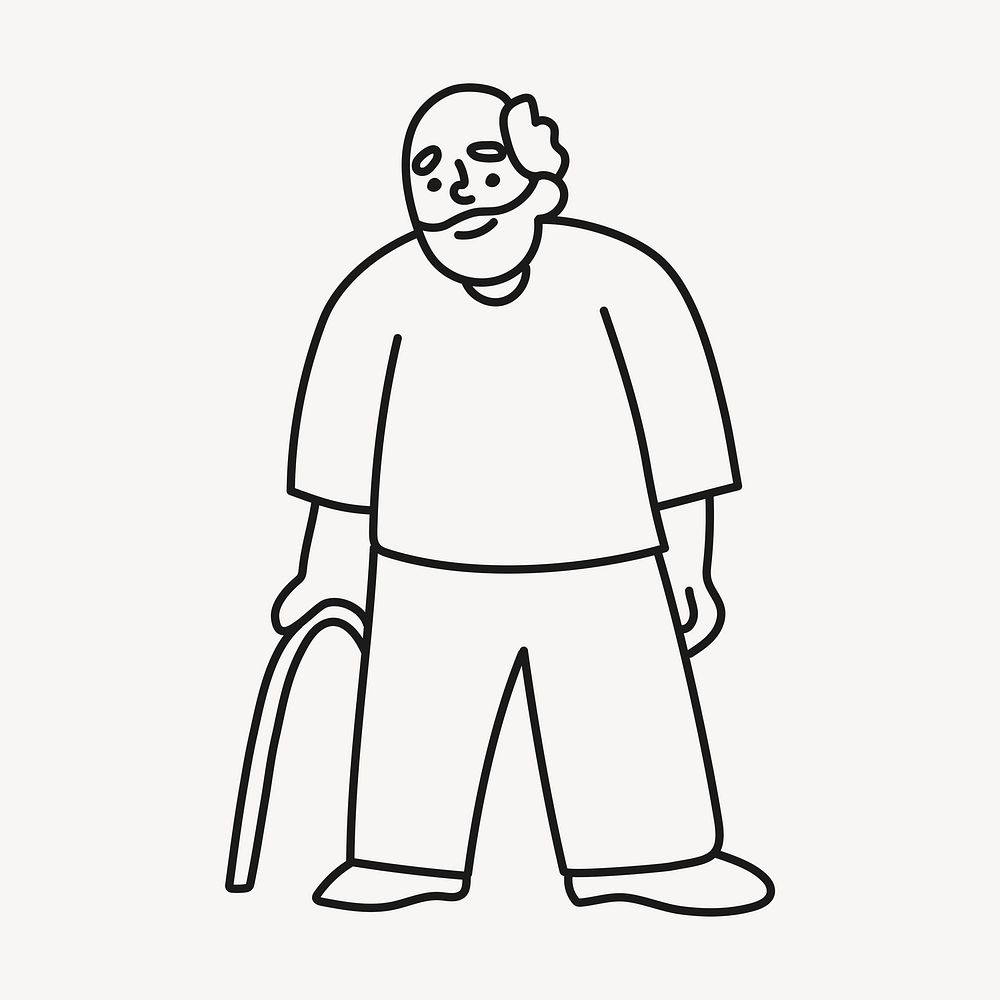 Grandfather doodle clipart, senior man illustration vector