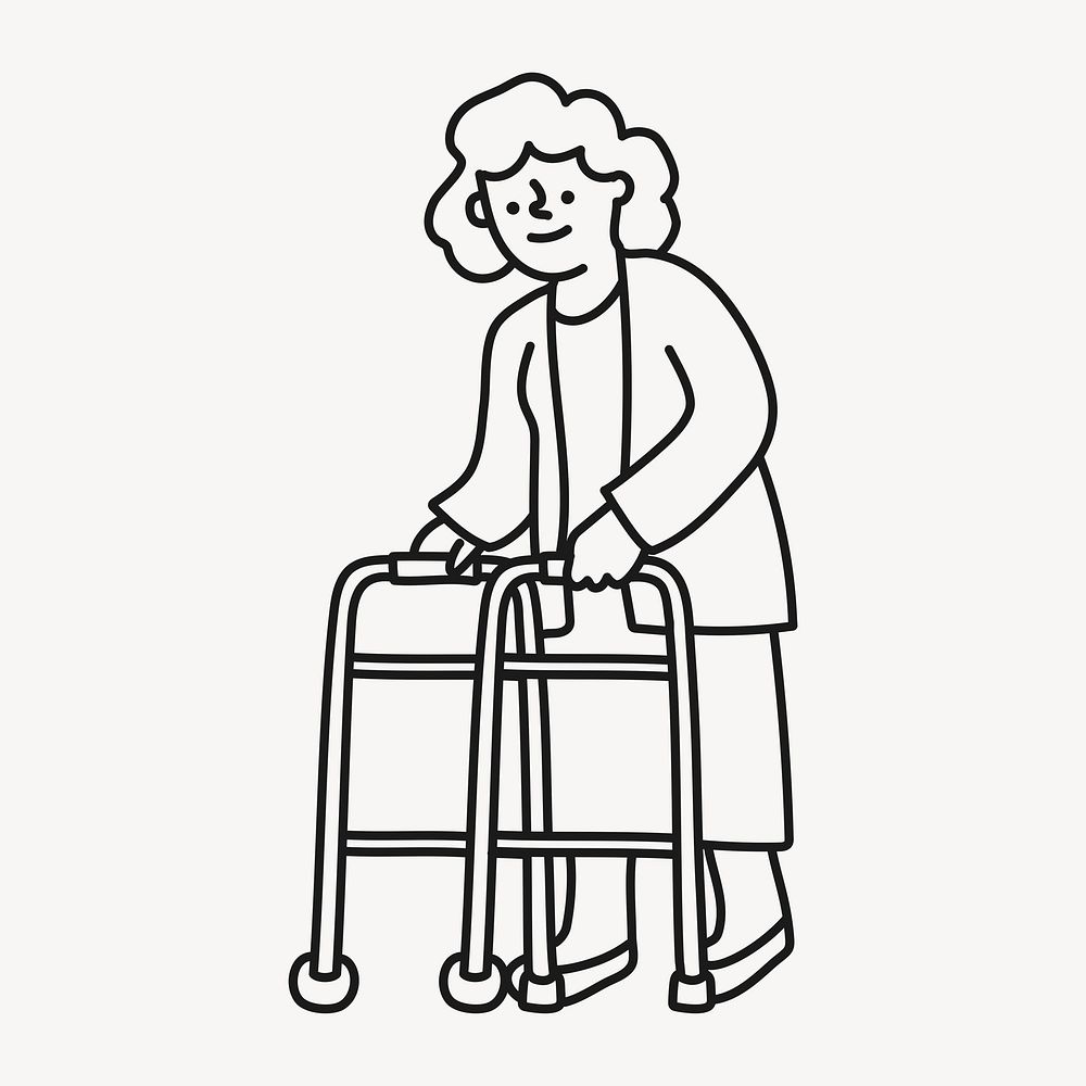 Grandmother doodle clipart, senior woman illustration vector
