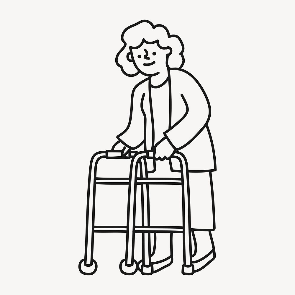 Grandmother hand drawn clipart, senior woman illustration psd