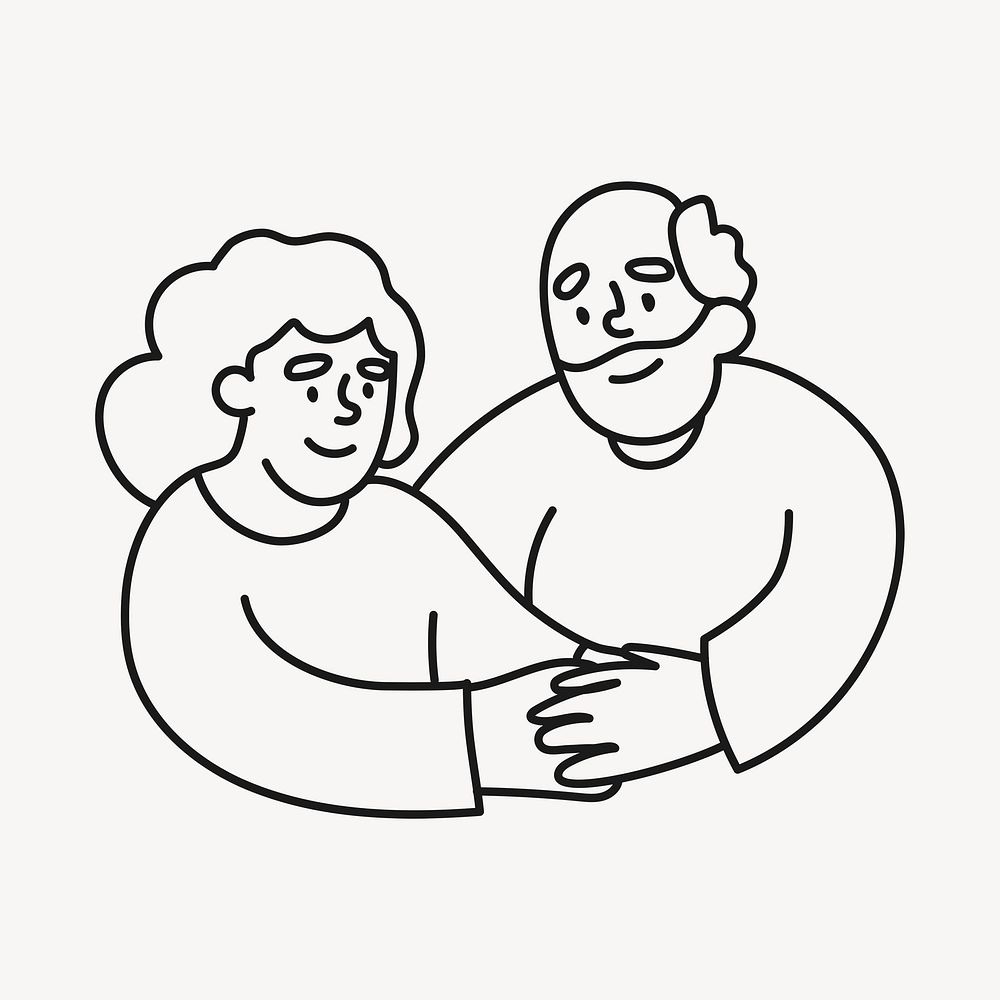Grandparents hugging clipart, drawing design