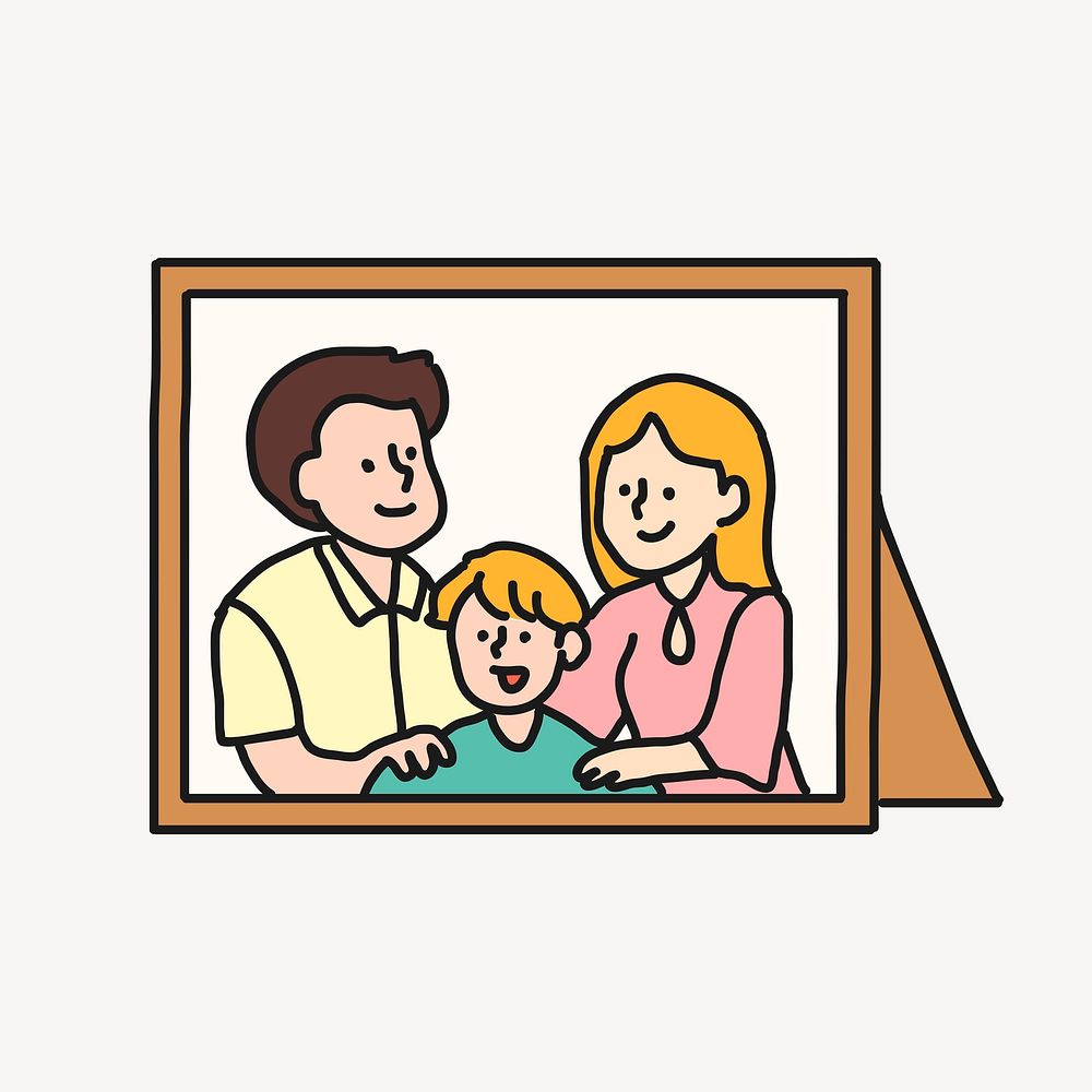 Family picture frame clipart, home decor cartoon illustration psd