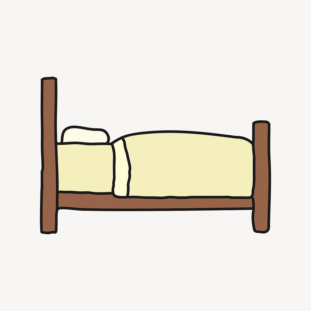 Bed clipart, furniture illustration psd