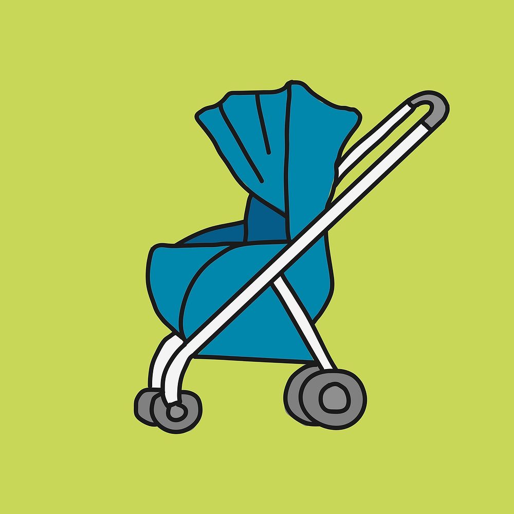 Baby stroller cartoon illustration, pram design
