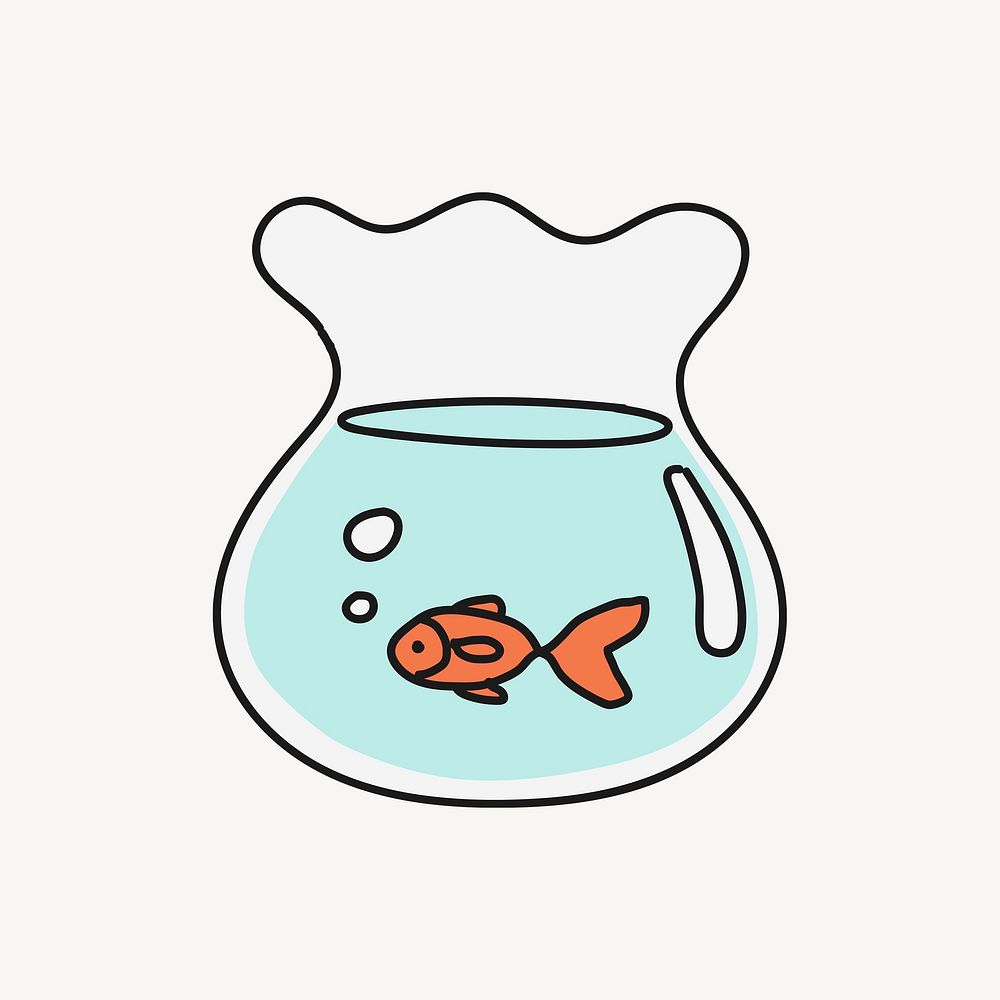 Fish bowl clipart, pet illustration psd