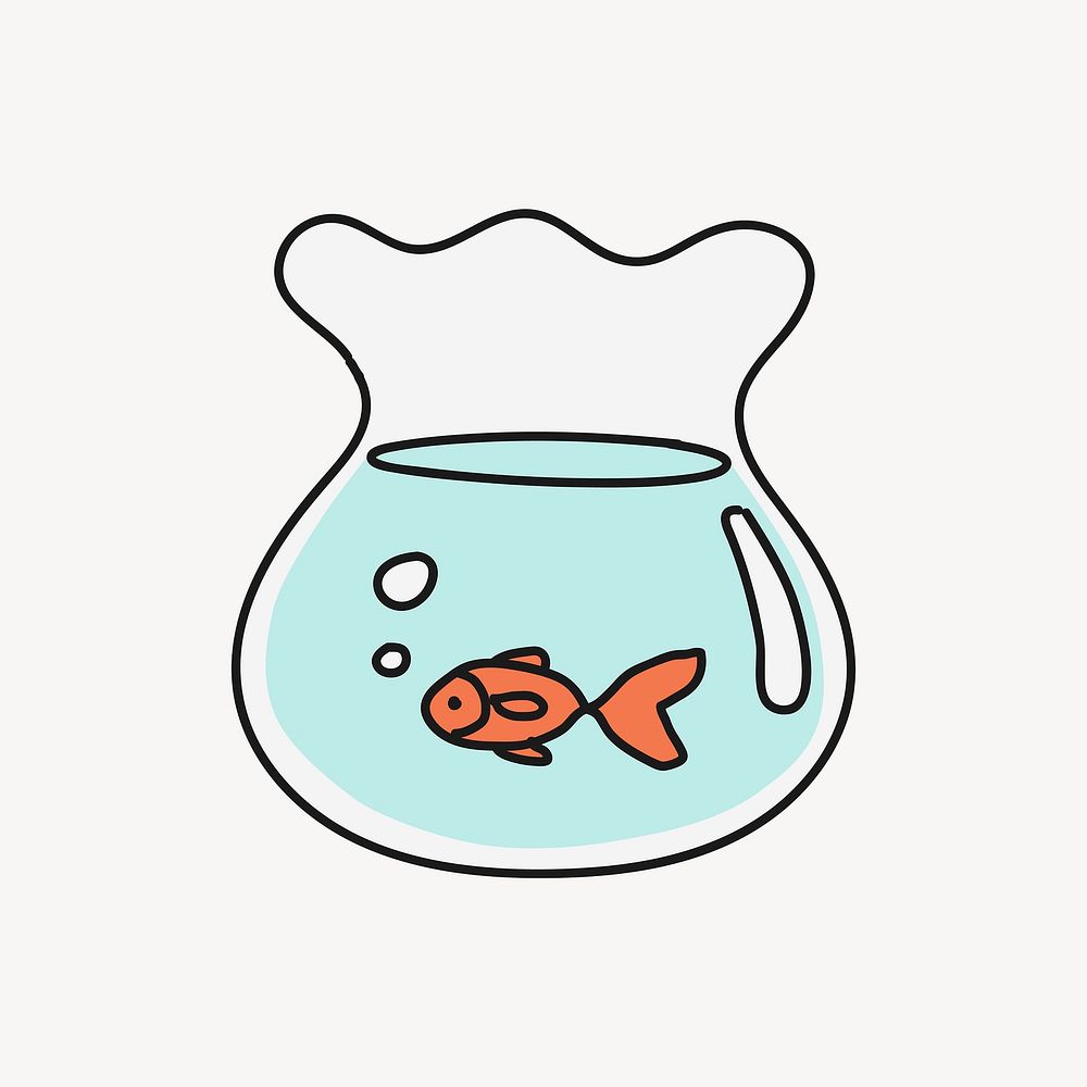 Fish bowl cartoon illustration, pet design
