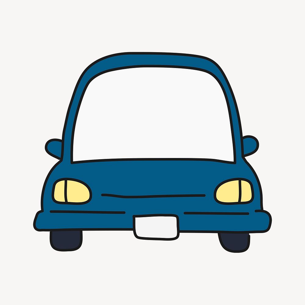 Blue car clipart, transport illustration psd