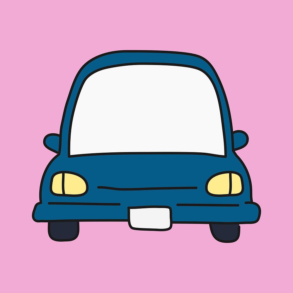 Blue car collage element, transport cartoon illustration vector