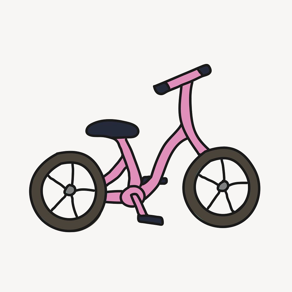 Pink bicycle collage element, vehicle cartoon illustration vector