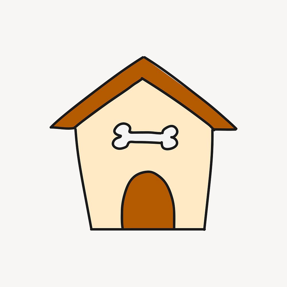 Dog house collage element, pet cartoon illustration vector