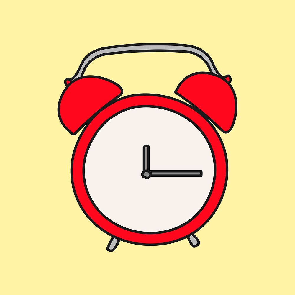 Red clock clipart, object illustration psd