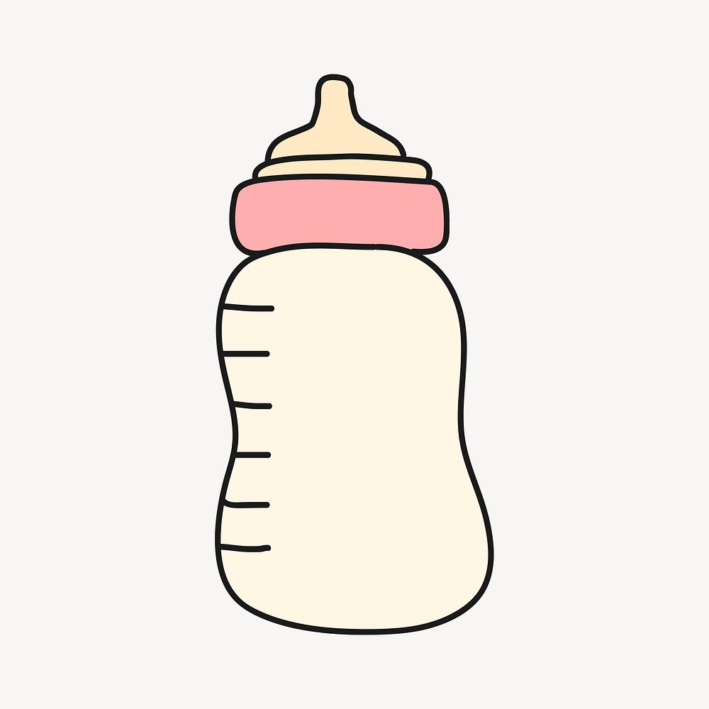 Feeding bottle clipart, baby object illustration psd