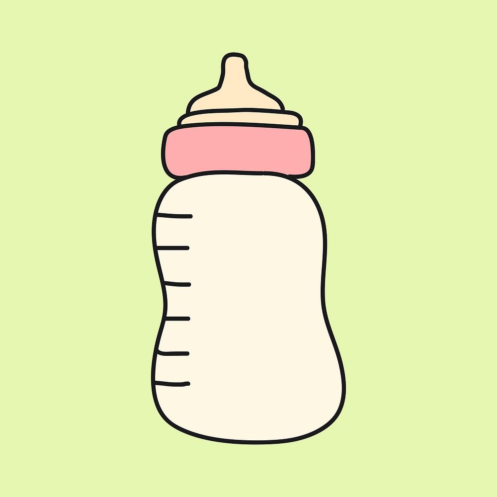 Feeding bottle cartoon illustration, baby object design