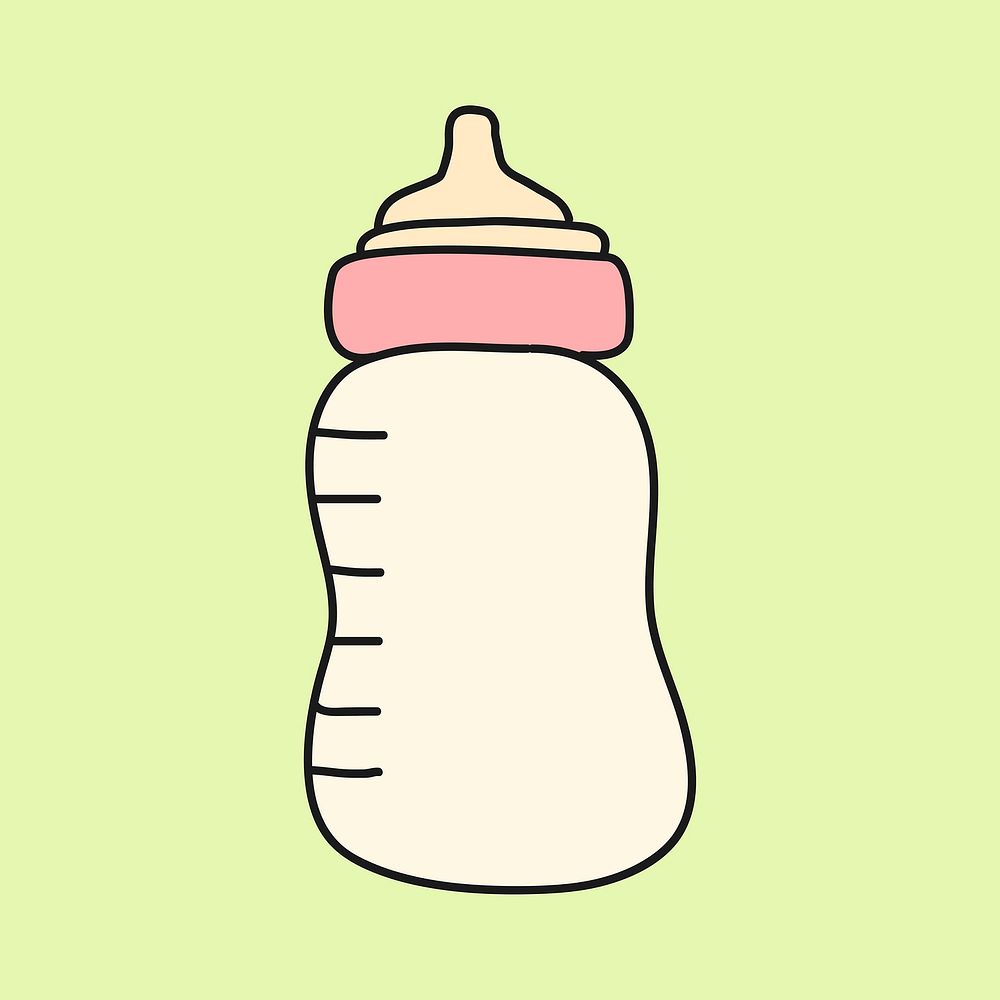 Feeding bottle collage element, baby object cartoon illustration vector