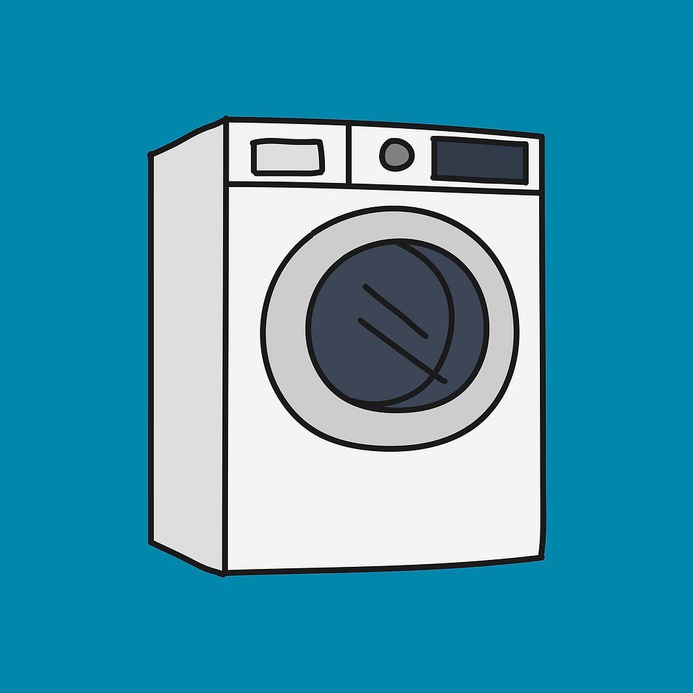 Washing machine collage element, laundry cartoon illustration vector