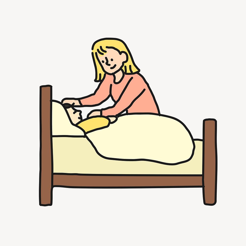 Bedtime clipart, motherhood illustration psd