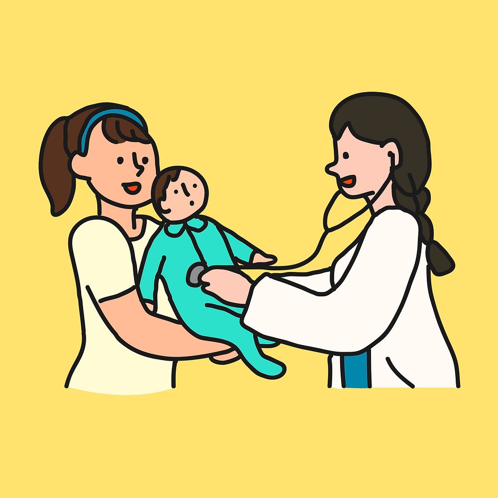 Childcare clipart, health checkup illustration psd