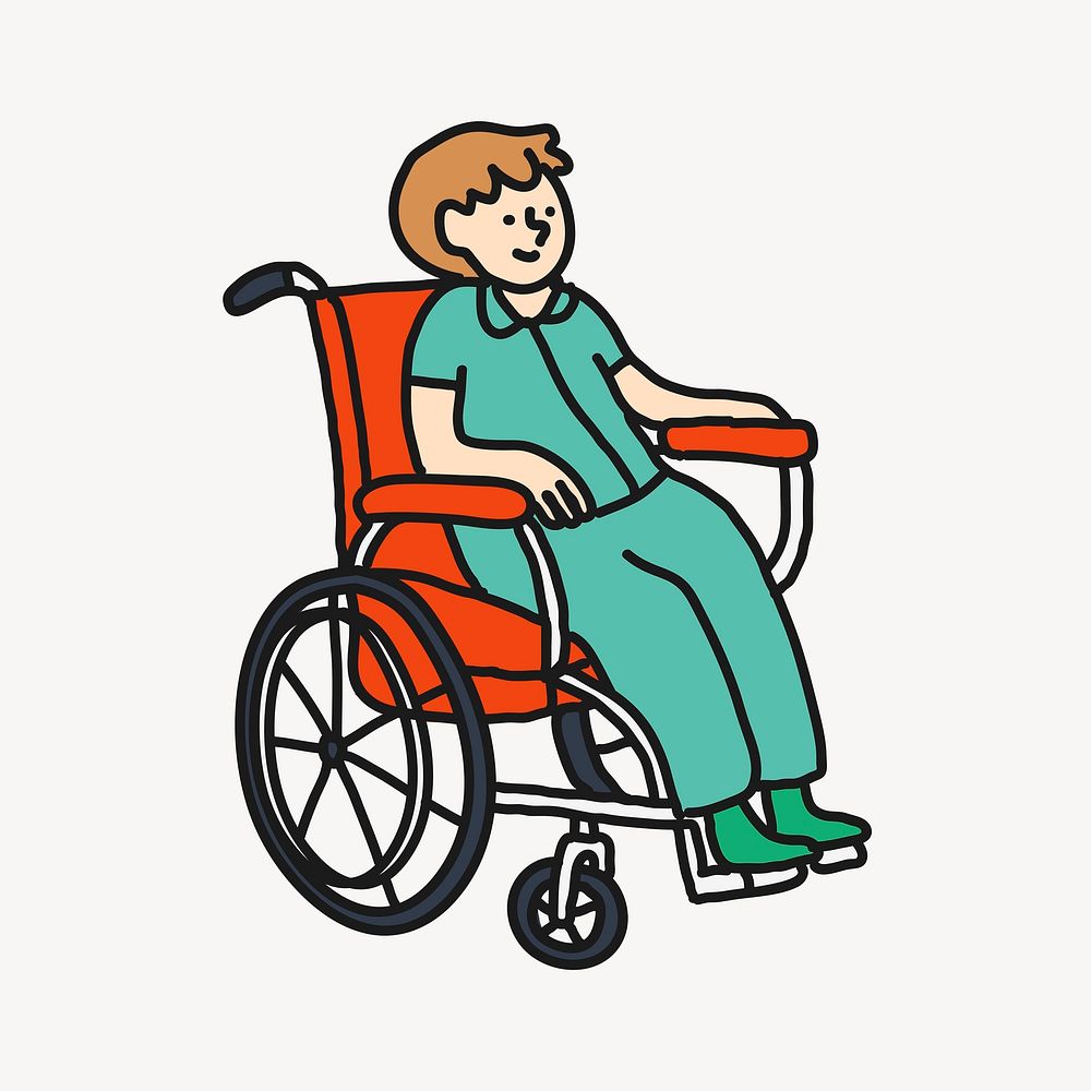 Wheelchair man collage element, disabled person cartoon illustration vector