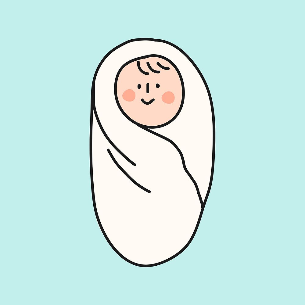 Swaddling baby clipart, newborn illustration psd