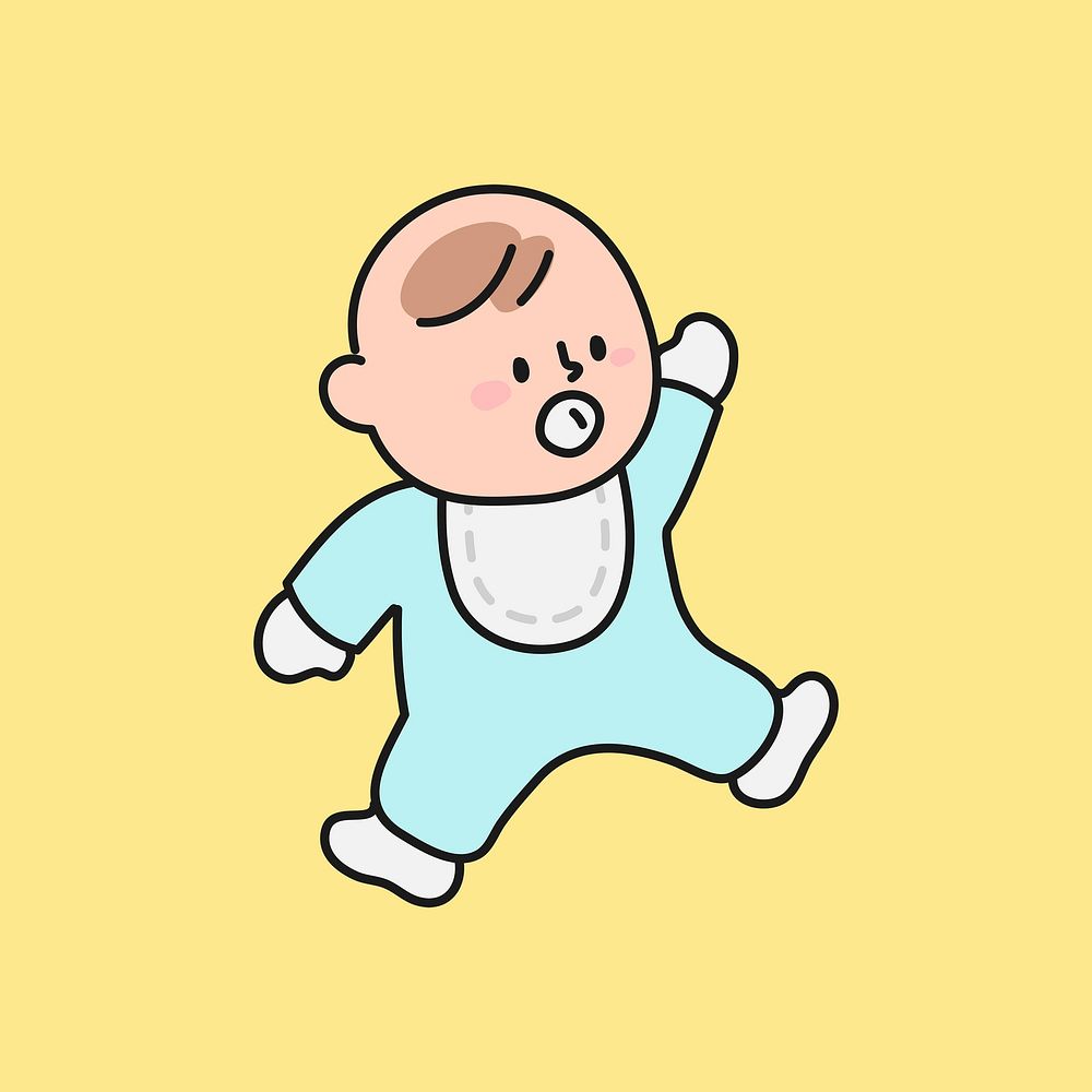 Infant collage element, baby cartoon illustration vector