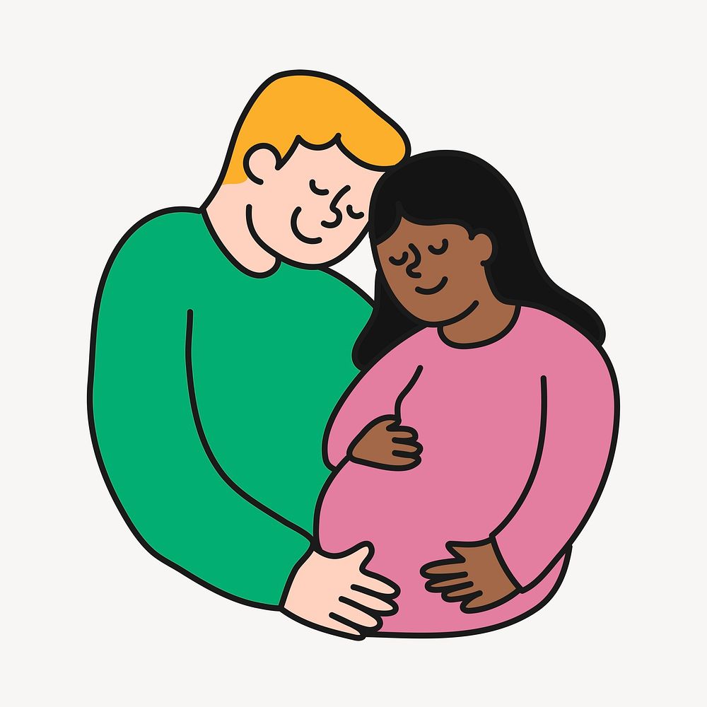 Pregnant woman clipart, parents illustration psd