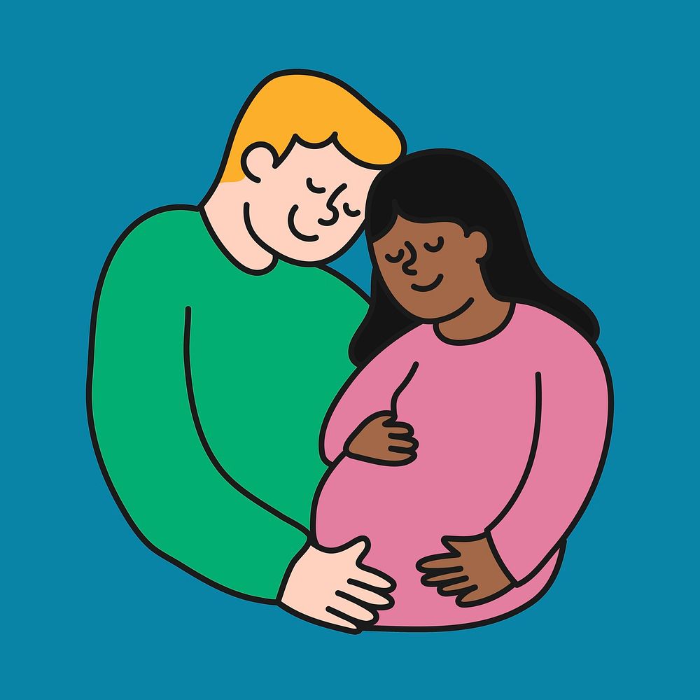Pregnancy clipart, parents illustration psd
