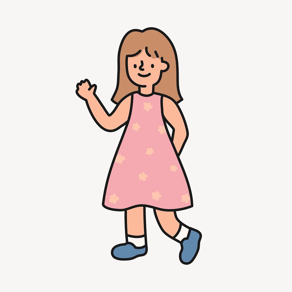 Girl cartoon illustration, happy kid