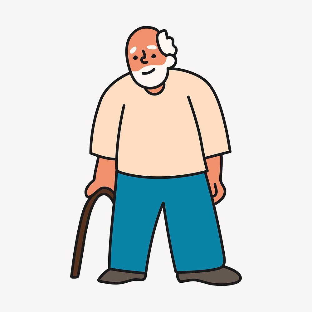 Senior man clipart, grandfather illustration psd