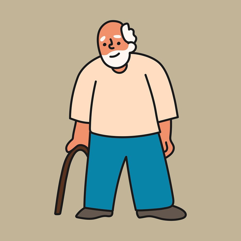 Grandfather collage element, senior man cartoon illustration vector