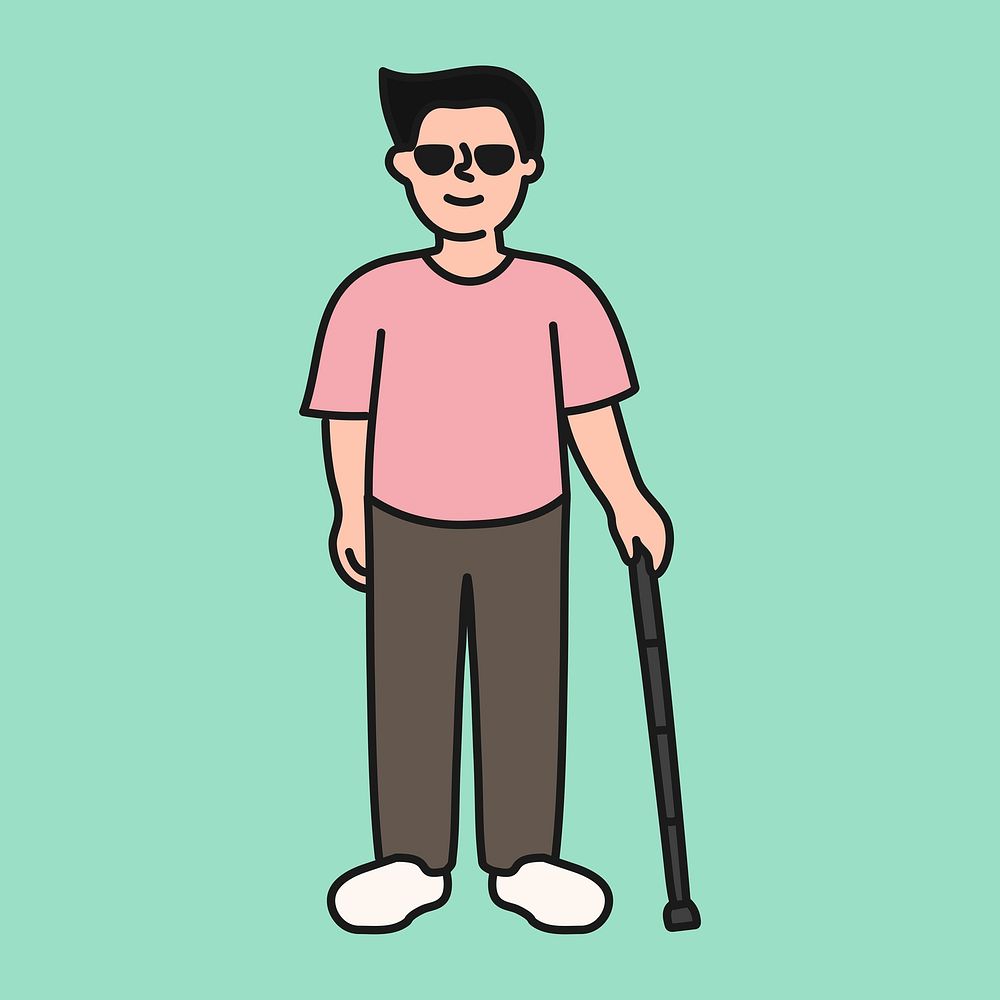 Blind man cartoon illustration,  person design