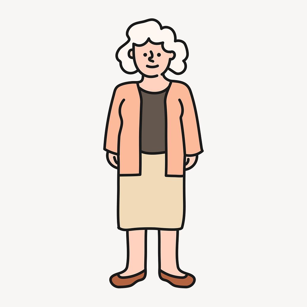Senior woman collage element, grandmother cartoon illustration vector