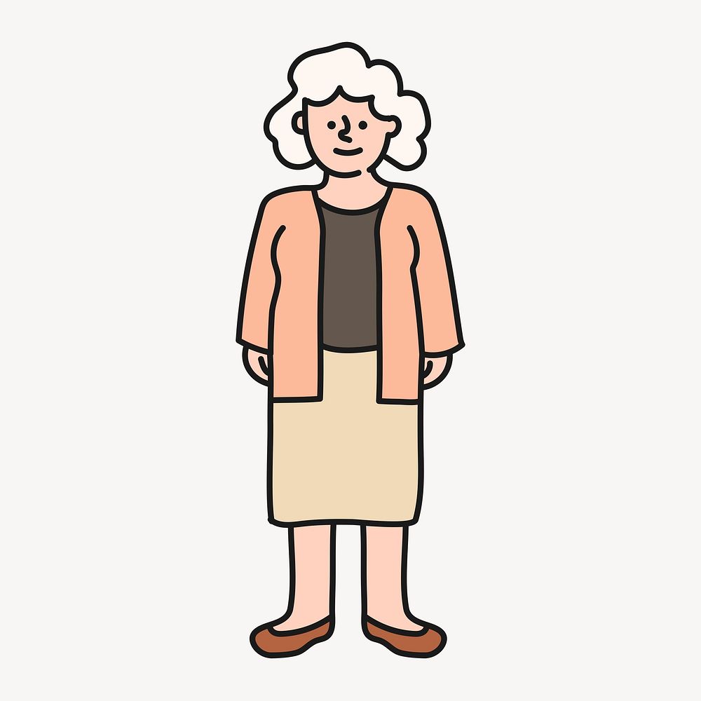 Senior woman clipart, grandmother  illustration psd