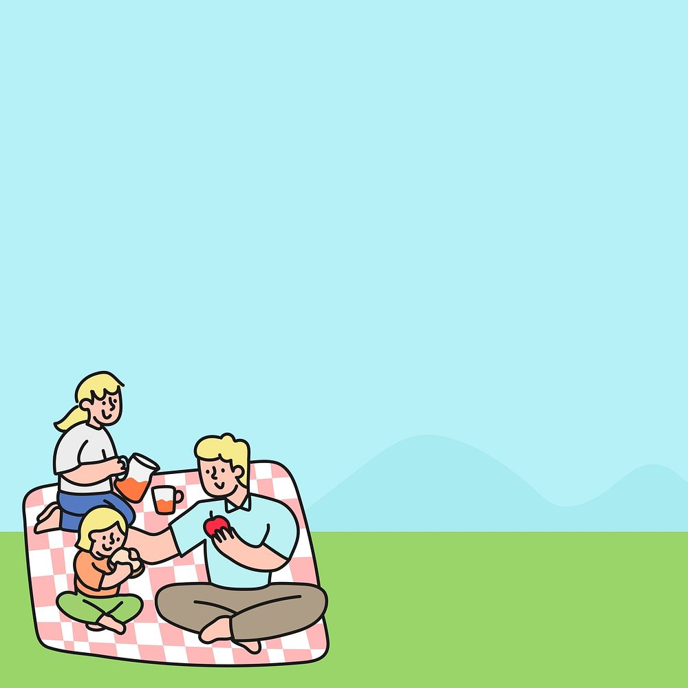 Family picnic background, cute cartoon design