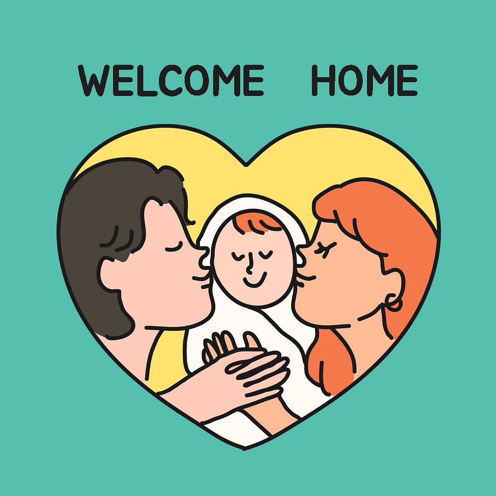 Welcome home Facebook post template, family quote psd