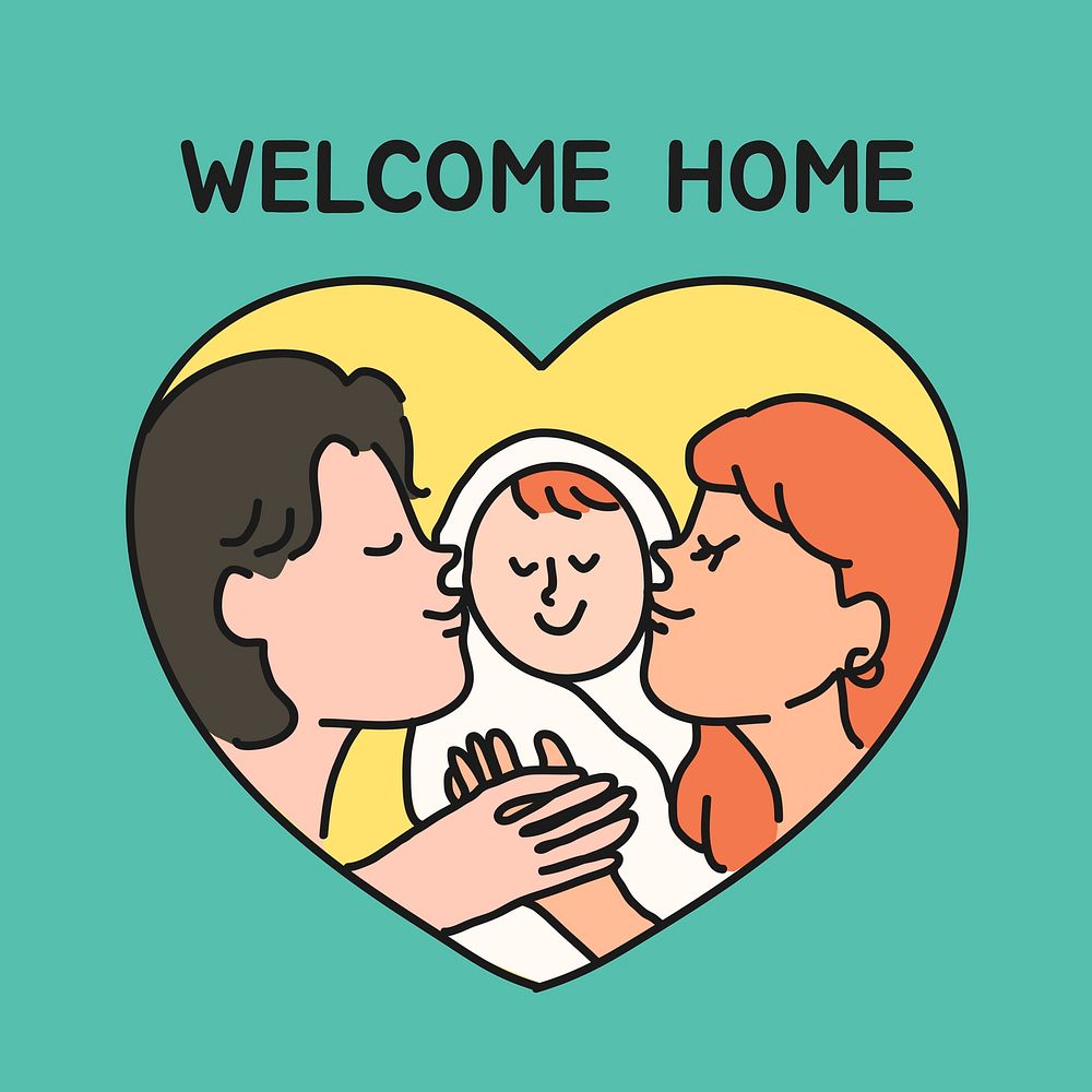 Welcome home Instagram post template, family quote vector