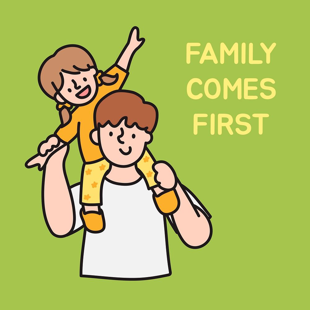 Father's day Instagram post template, family comes first vector