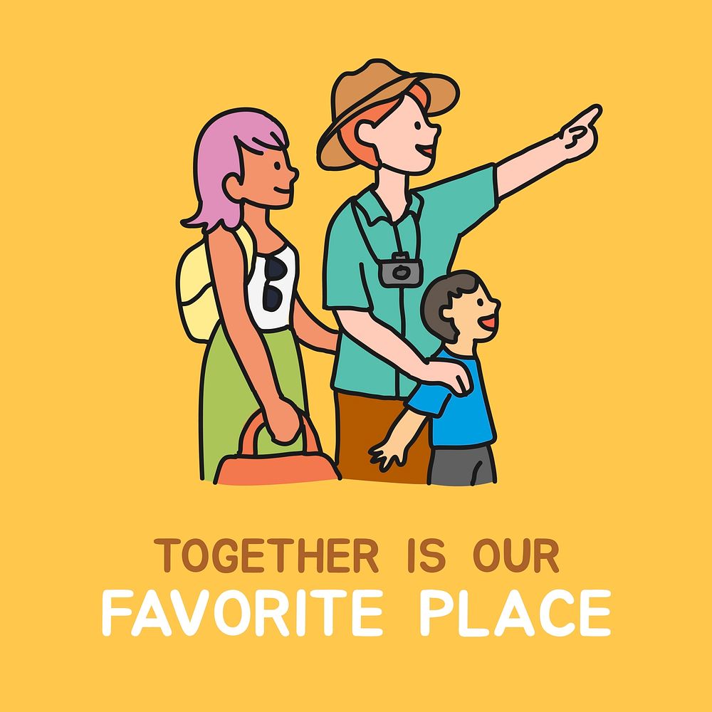 Family vacation Instagram post template, editable quote vector