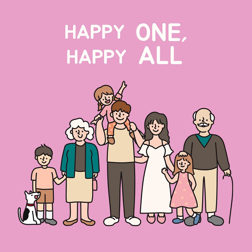 Family day Facebook post template, people cartoon illustration psd